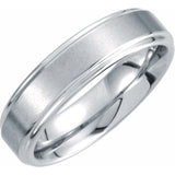 White Tungsten 6 mm Stepped-Edge Inlay Comfort-Fit Band  Size 7