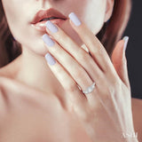 1 Ctw Cushion Shape Past Present and Future Diamond Engagement Ring With 3/8 Ct Round Cut Center Stone in 14K White Gold