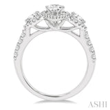 1 Ctw Past Present and Future Round Cut Diamond Engagement Ring With 3/8 Ct Pear Cut Center Stone in 14K White Gold