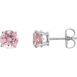 14K White 5 mm Natural Pink Morganite Stud Earrings