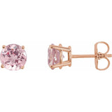 14K Rose 5 mm Natural Pink Morganite Stud Earrings