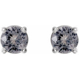 14K White 3 mm Natural Gray Spinel Stud Earrings