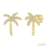 Palm Tree Petite Diamond Fashion Earrings