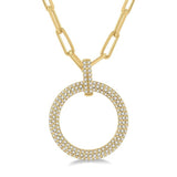 1/2 ctw Circle Of Love Round Cut Diamond Pendant With Chain in 14K Yellow Gold
