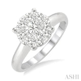 1 Ctw Round Cut Lovebright Diamond Ring in 14K White Gold