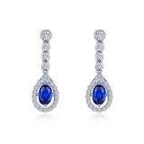 Fancy Lab-Grown Sapphire Halo Drop Earrings