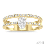 Double Row Oval Shape Lovebright Diamond Fashion Ring