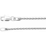 Rhodium-Plated Sterling Silver 1.25 mm Wheat 18