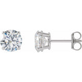 14K White 6.3mm :: 2 CTW Lab-Grown Diamond Stud Earrings