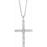 14K White 1 CTW Lab-Grown Diamond Cross 18