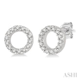 1/10 Ctw Circular Round Cut Diamond Petite Fashion Earrings in 10K White Gold