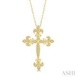 Cross Fleur De Lis Diamond Fashion Pendant