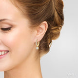 1/3 Ctw Petite Square Shape Fusion Diamond Fashion Huggies in 10K Yellow Gold