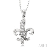 1/6 Ctw Round Cut Diamond Fleur De Lis Pendant in 14K White Gold with Chain
