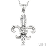 1/6 Ctw Round Cut Diamond Fleur De Lis Pendant in 14K White Gold with Chain