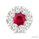 3.3 MM Ruby and 1/2 Ctw Round Cut Diamond Lovebright Precious Stud Earrings in 14K White Gold
