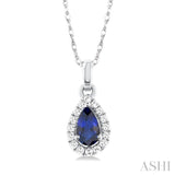 Pear Shape Gemstone & Halo Diamond Pendant