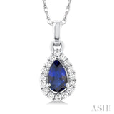 Pear Shape Gemstone & Halo Diamond Pendant