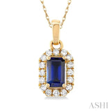 Gemstone & Halo Diamond Pendant