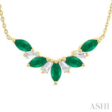 Marquise Shape Gemstone & Diamond Necklace