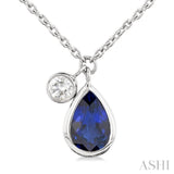 Pear Shape Bezel Set Gemstone & Diamond Necklace