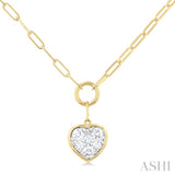 Heart Shape Paper Clip Lovebright Diamond Necklace