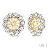 2 Ctw Round Cut Diamond Earring Jacket in 14K Yellow Gold