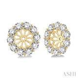 1 Ctw Round Cut Diamond Earring Jacket in 14K Yellow Gold