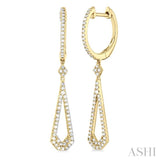 1/3 Ctw Tear Drop Round Cut Diamond Long Earring in 10K Yellow Gold