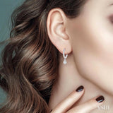 1/3 Ctw Petite Pear Shape Fusion Diamond Fashion Huggies in 10K White Gold