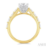 1/2 Ctw Marquise and Round Cut Diamond Semi-Mount Engagement Ring in 14K Yellow and White Gold
