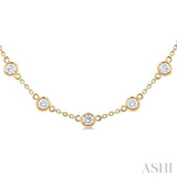 3 Ctw Bezel Set Round Cut Diamond Station Necklace in 14K Yellow Gold