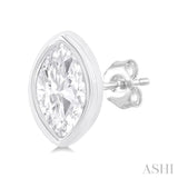 1/5 ctw Petite Bezel Set Marquise Cut Diamond Fashion Stud Earring in 10K White Gold
