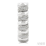 1/10 Ctw Bold Silver Ribbed Swirl Round Cut Diamond Bold Half Hoop Earring in Sterling Silver