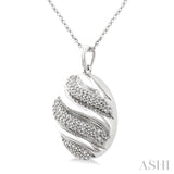 1/10 Ctw Bold Twisted Rib Round Cut Diamond Bold Fashion Pendant With Chain in Sterling Silver