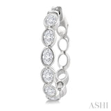 1 1/10 Ctw Bezel Set Oval Cut Diamond Fashion Hoop Earring in 14K White Gold