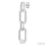 1/10 Ctw Bold Open Window Octagonal Shape D-Link Round Cut Diamond Fashion Earring in Sterling Silver