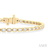 4 1/3 Ctw East-West Bezel Set Emerald Cut Diamond Tennis Bracelet in 14K Yellow Gold