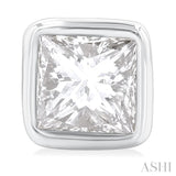 1/5 ctw Petite Bezel Set Princess Cut Diamond Fashion Stud Earring in 10K White Gold