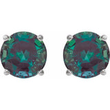14K White 7 mm Lab-Grown Alexandrite Stud Earrings