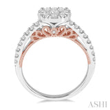 1 ctw Round Diamond Lovebright Vintage Solitaire Style Engagement Ring in 14K White and Rose Gold
