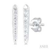 1/10 Ctw Petite Vertical Bar Graduated Round Cut Diamond Fashion Stud Earring in 10K White Gold