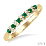 1.9 MM Emerald and 1/10 Ctw Round Cut Diamond Precious Band in 14K Yellow Gold
