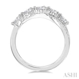 7/8 Ctw Split Criss Cross Pear and Round Cut Diamond Fashion Ring in 14K White Gold