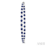 1.9 MM Round Cut Sapphire and 1 1/2 Ctw Round Cut Diamond Precious Inside-Out Alternating Hoop Earrings in 14K White Gold