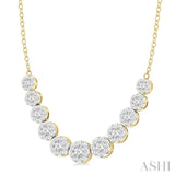 1 1/2 ctw Round Cut Lovebright Diamond Necklace in 14K Yellow and White Gold