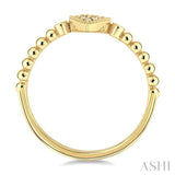 1/8 Ctw Petite Bead Shank Pear Shape Center Round Cut Diamond Fashion Ring in 10K Yellow Gold