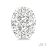 1/6 Ctw Lovebright Petite Oval Shape Round Cut Diamond Fashion Stud Earring in 10K White Gold