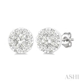1/6 Ctw Lovebright Petite Round Shape Round Cut Diamond Fashion Stud Earring in 10K White Gold