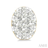 1/6 Ctw Lovebright Petite Oval Shape Round Cut Diamond Fashion Stud Earring in 10K Yellow Gold